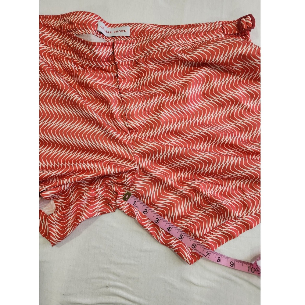 Orlebar Brown Jack Swim Shorts Orange White‎ Wavy Print Mens 40 OB Classic - Picture 3 of 7